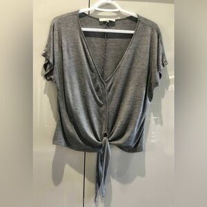 Monk & Lou Flutter Sleeve Tie Front Long Crop